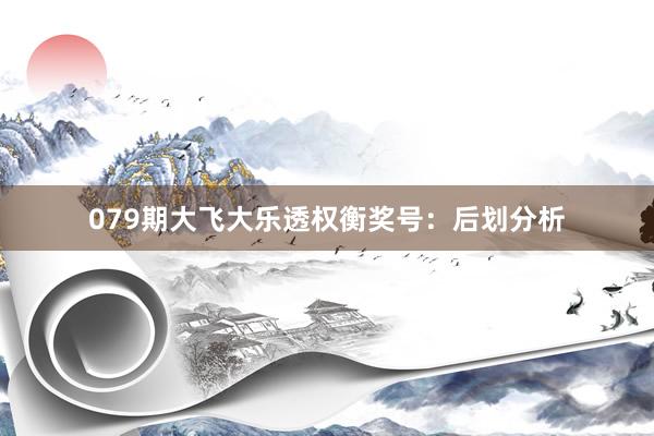 079期大飞大乐透权衡奖号：后划分析