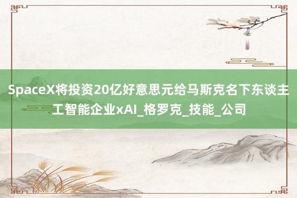 SpaceX将投资20亿好意思元给马斯克名下东谈主工智能企业xAI_格罗克_技能_公司
