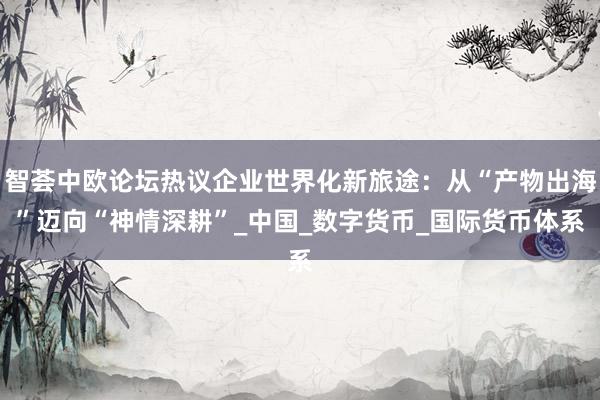 智荟中欧论坛热议企业世界化新旅途：从“产物出海”迈向“神情深耕”_中国_数字货币_国际货币体系