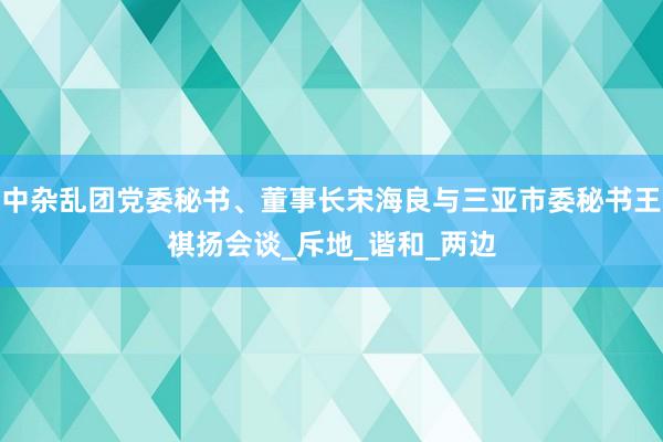 中杂乱团党委秘书、董事长宋海良与三亚市委秘书王祺扬会谈_斥地_谐和_两边