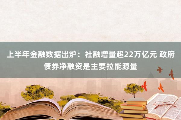 上半年金融数据出炉：社融增量超22万亿元 政府债券净融资是主要拉能源量