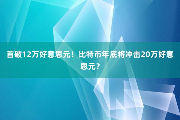首破12万好意思元！比特币年底将冲击20万好意思元？