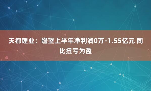 天都锂业：瞻望上半年净利润0万-1.55亿元 同比扭亏为盈
