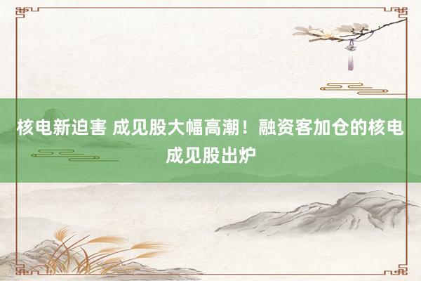 核电新迫害 成见股大幅高潮!融资客加仓的核电成见股出炉