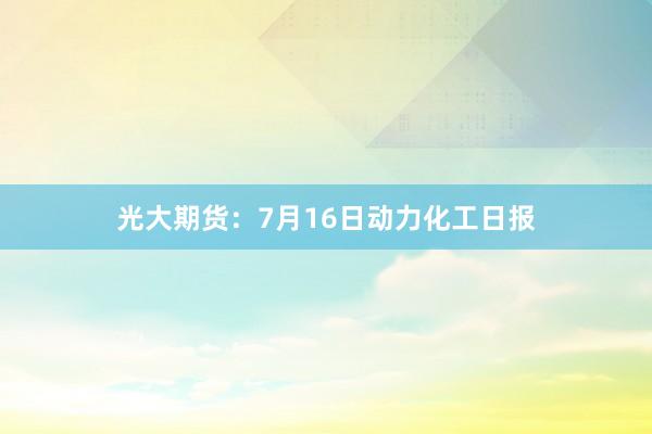 光大期货：7月16日动力化工日报