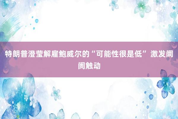 特朗普澄莹解雇鲍威尔的“可能性很是低” 激发阛阓触动