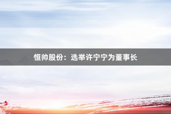 恒帅股份：选举许宁宁为董事长