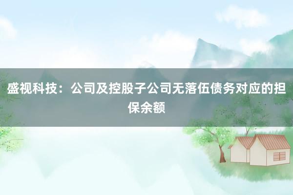 盛视科技：公司及控股子公司无落伍债务对应的担保余额