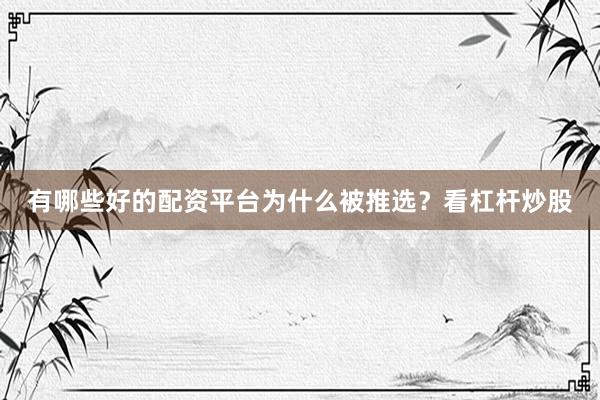 有哪些好的配资平台为什么被推选？看杠杆炒股