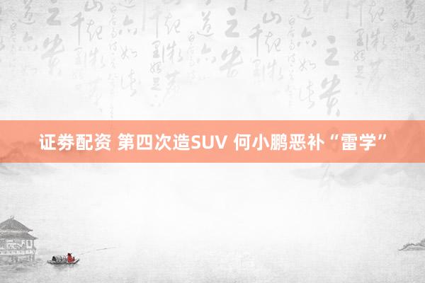 证劵配资 第四次造SUV 何小鹏恶补“雷学”