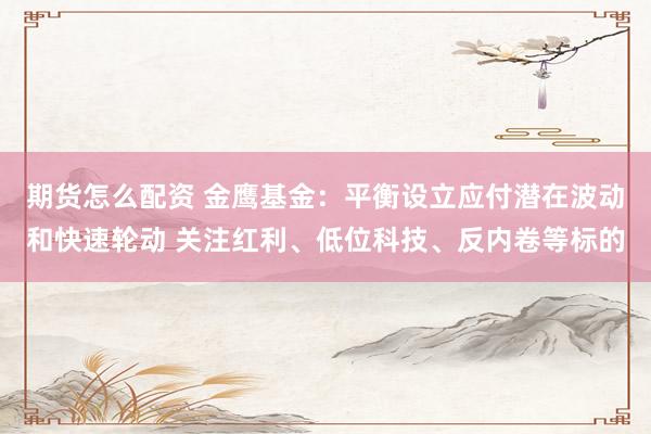 期货怎么配资 金鹰基金：平衡设立应付潜在波动和快速轮动 关注红利、低位科技、反内卷等标的