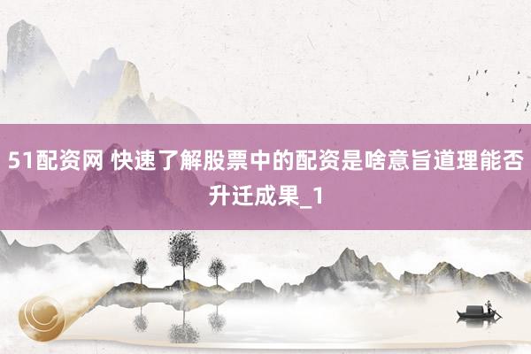 51配资网 快速了解股票中的配资是啥意旨道理能否升迁成果_1