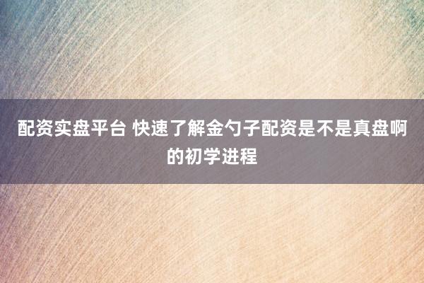 配资实盘平台 快速了解金勺子配资是不是真盘啊的初学进程