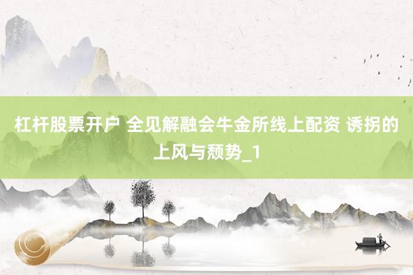杠杆股票开户 全见解融会牛金所线上配资 诱拐的上风与颓势_1
