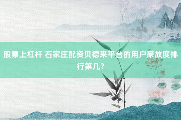 股票上杠杆 石家庄配资贝德来平台的用户豪放度排行第几？