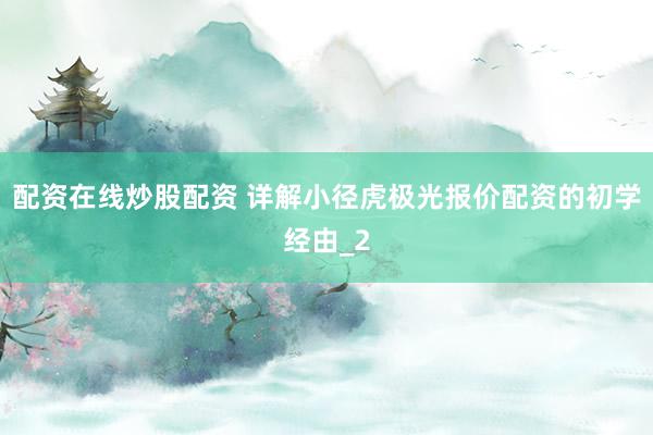 配资在线炒股配资 详解小径虎极光报价配资的初学经由_2