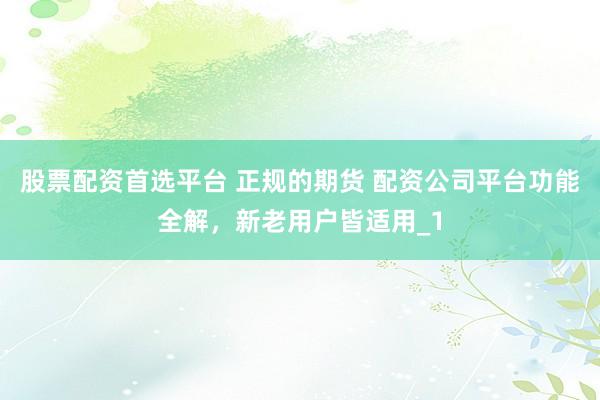 股票配资首选平台 正规的期货 配资公司平台功能全解,新老用户皆适用_1