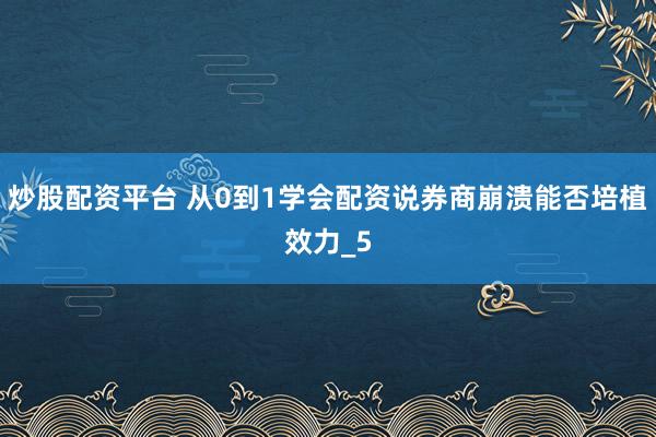 炒股配资平台 从0到1学会配资说券商崩溃能否培植效力_5