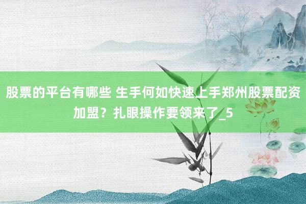 股票的平台有哪些 生手何如快速上手郑州股票配资加盟？扎眼操作要领来了_5