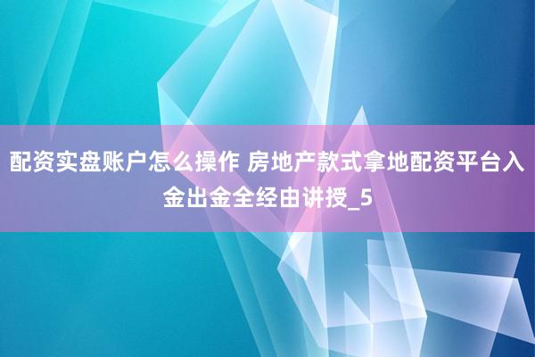 配资实盘账户怎么操作 房地产款式拿地配资平台入金出金全经由讲授_5