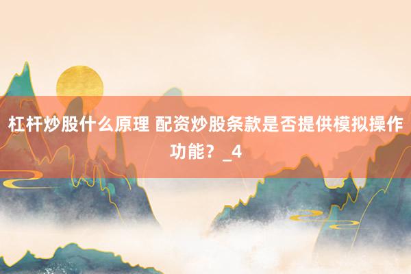 杠杆炒股什么原理 配资炒股条款是否提供模拟操作功能？_4