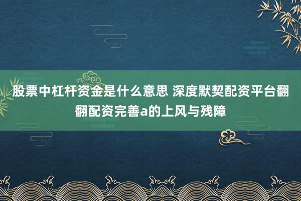 股票中杠杆资金是什么意思 深度默契配资平台翻翻配资完善a的上风与残障