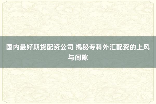 国内最好期货配资公司 揭秘专科外汇配资的上风与间隙