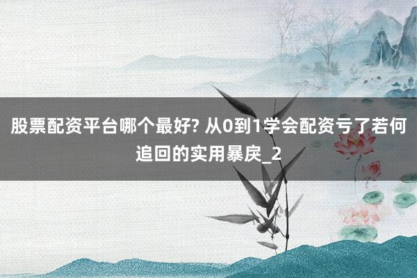 股票配资平台哪个最好? 从0到1学会配资亏了若何追回的实用暴戾_2