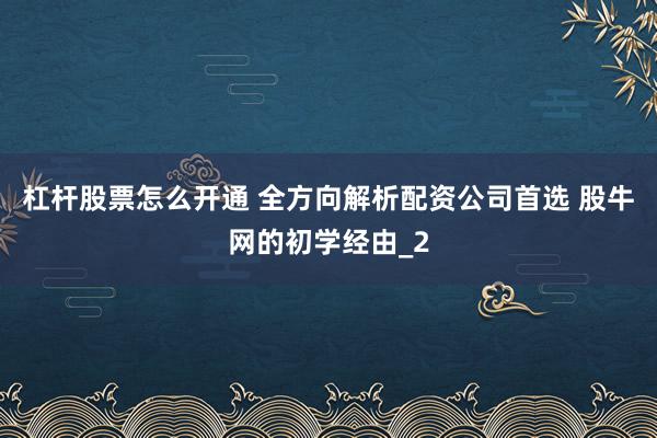 杠杆股票怎么开通 全方向解析配资公司首选 股牛网的初学经由_2