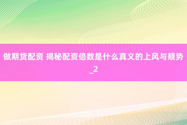 做期货配资 揭秘配资倍数是什么真义的上风与颓势_2