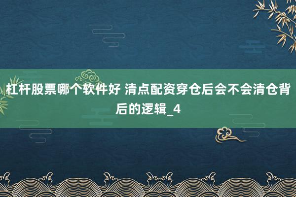 杠杆股票哪个软件好 清点配资穿仓后会不会清仓背后的逻辑_4