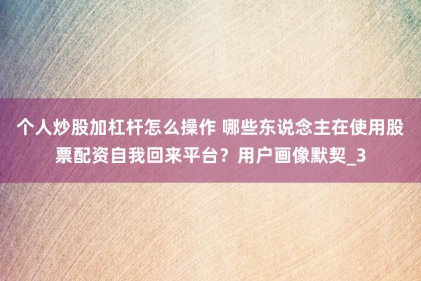 个人炒股加杠杆怎么操作 哪些东说念主在使用股票配资自我回来平台？用户画像默契_3