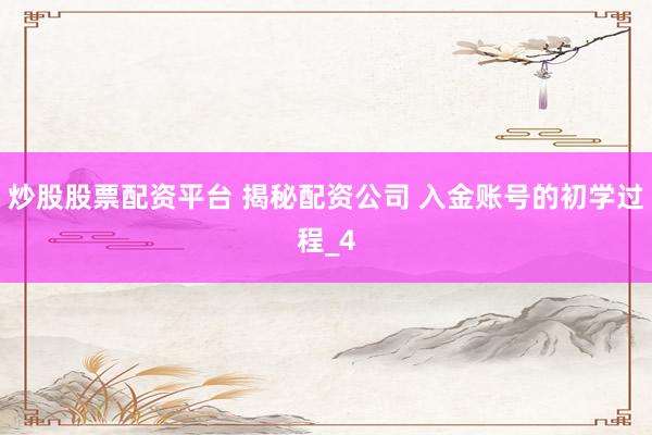 炒股股票配资平台 揭秘配资公司 入金账号的初学过程_4