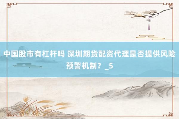 中国股市有杠杆吗 深圳期货配资代理是否提供风险预警机制？_5