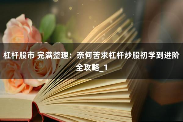 杠杆股市 完满整理：奈何苦求杠杆炒股初学到进阶全攻略_1