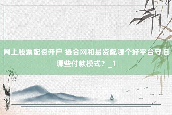 网上股票配资开户 撮合网和易资配哪个好平台守旧哪些付款模式？_1