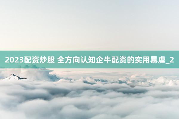 2023配资炒股 全方向认知企牛配资的实用暴虐_2