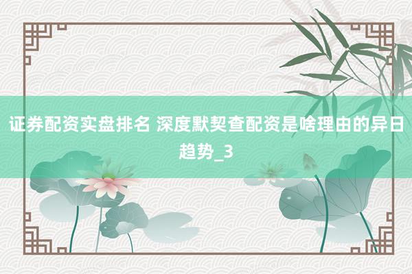 证券配资实盘排名 深度默契查配资是啥理由的异日趋势_3